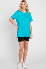 Turquoise Oversized Short Sleeve Top