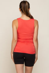 Coral Square Neck Ruched Sides Maternity Top