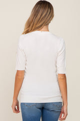 Cream Knit Fitted Maternity Blouse