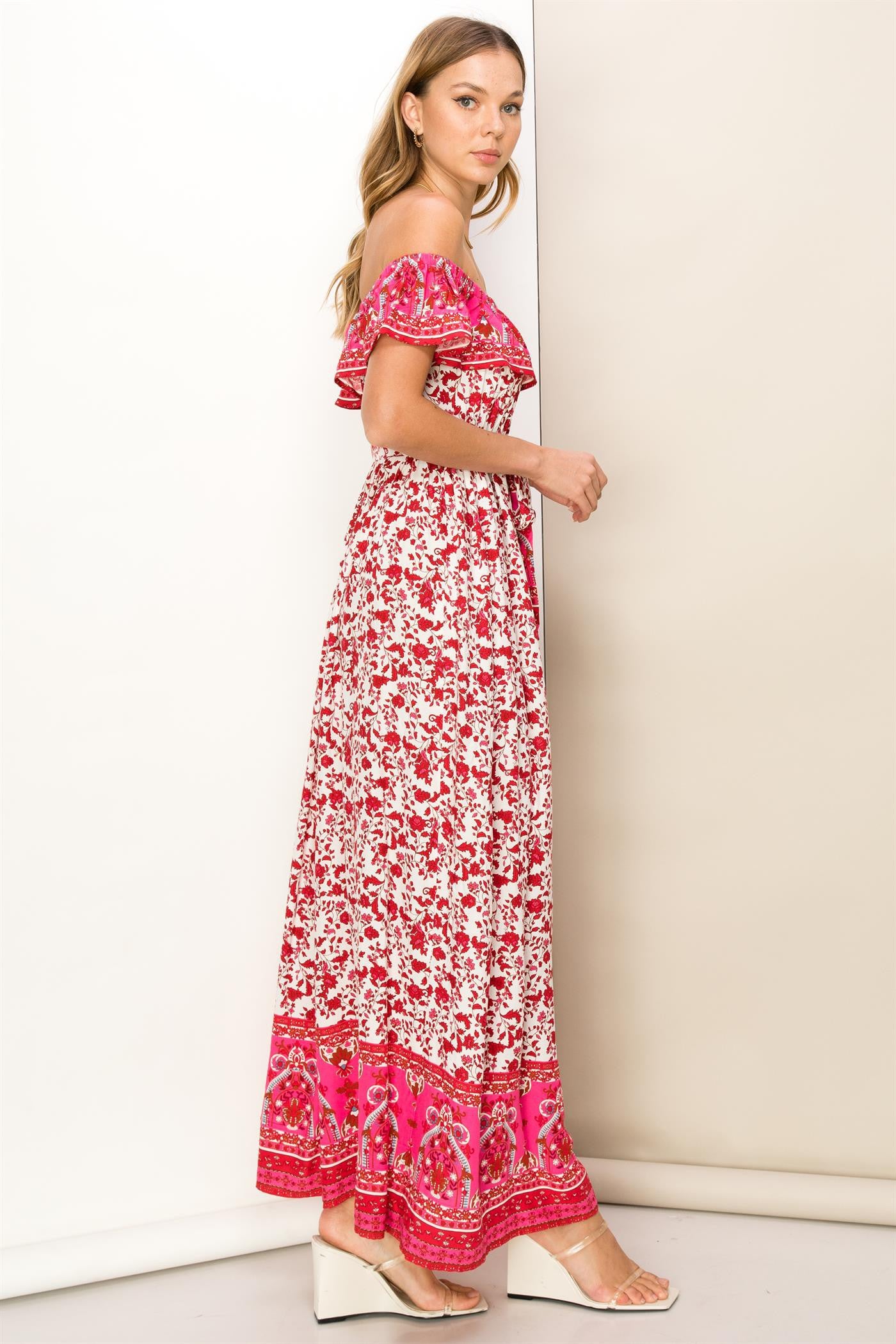 open lace back dress Red Floral Paisley Ruffle Off Shoulder Maxi Dress PinkBlush open lace back dress Red Floral Paisley Ruffle Off Shoulder Maxi Dress PinkBlush
