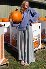 Grey Smocked Waist Flowy Pants