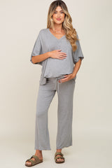 Heather Grey Cropped Pant Maternity Set