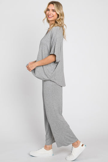 Heather Grey Cropped Pant Maternity Set