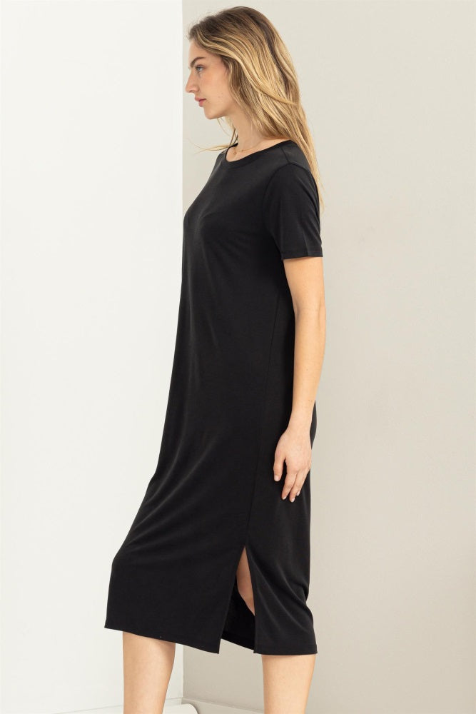 Black Midi T-Shirt Dress PinkBlush Black Midi T-Shirt Dress PinkBlush