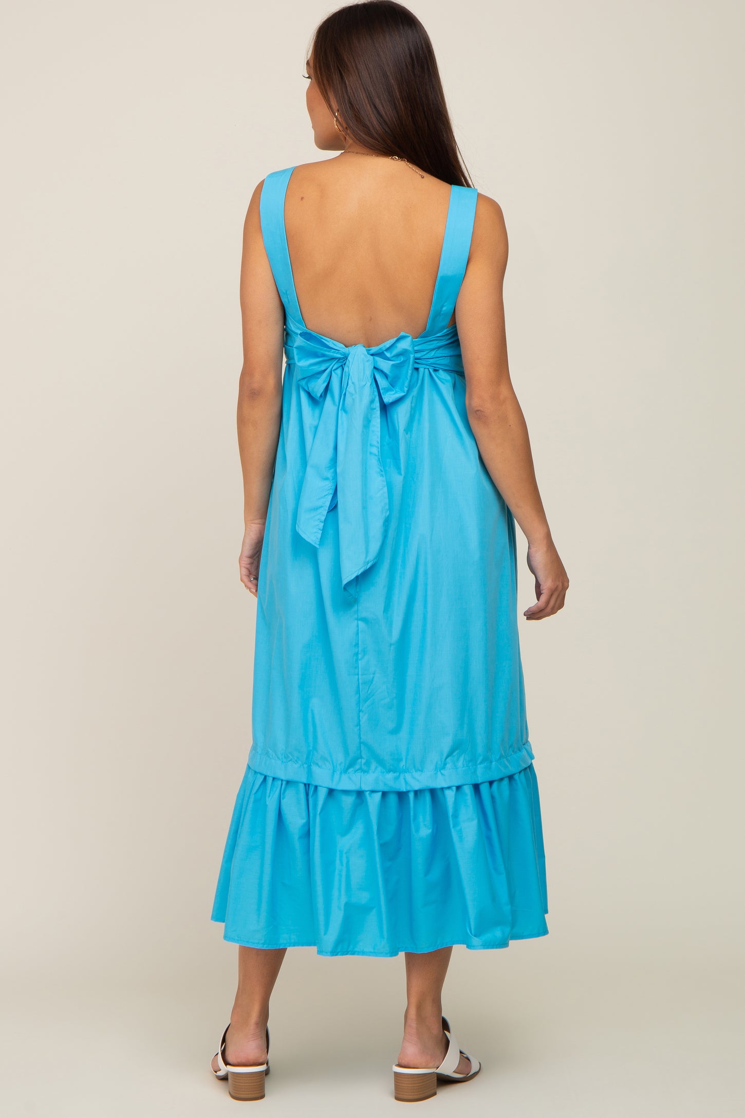 aqua pleated dress Aqua Chiffon Wrap Front V-Neck Short Sleeve Pleated Maxi Dress