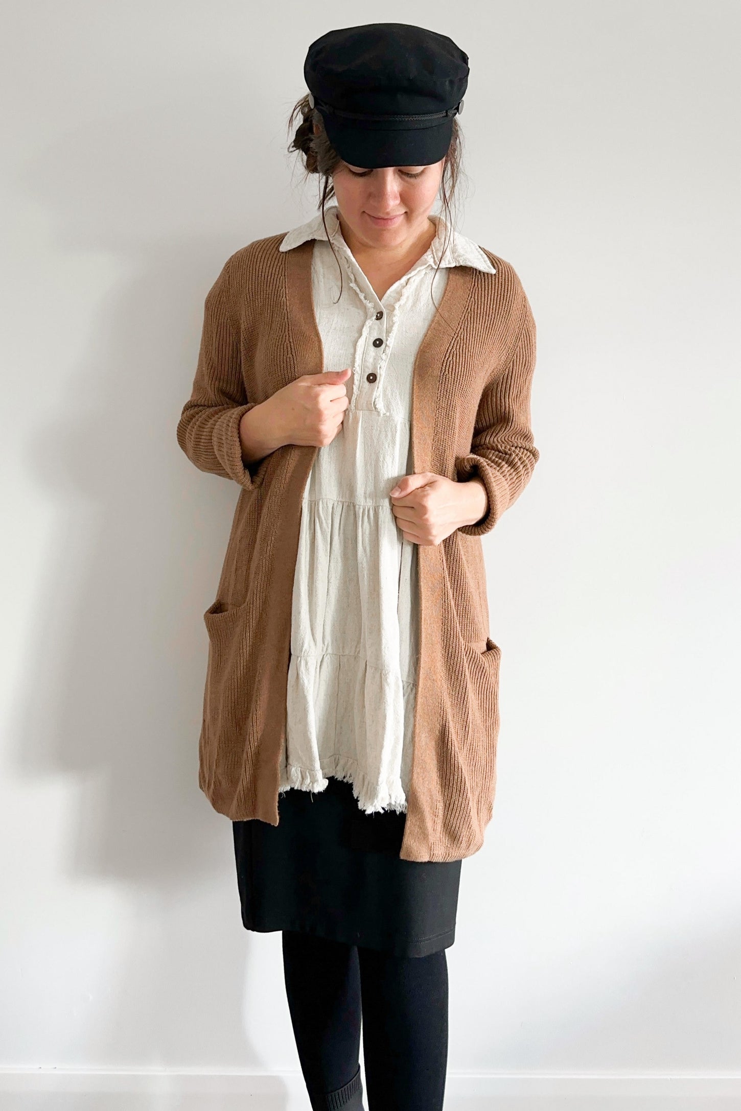 linen dress with leggings How to Wear Leggings Under A Dress ? 32 Outfit Ideas
