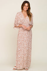 Ivory Double V Short Sleeve Maxi Dress