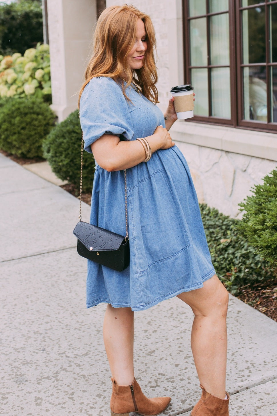 PinkBlush Blue Faded Denim Chambray Maternity Mini Dress Blue Medium PinkBlush Blue Faded Denim Chambray Maternity Mini Dress Blue Medium