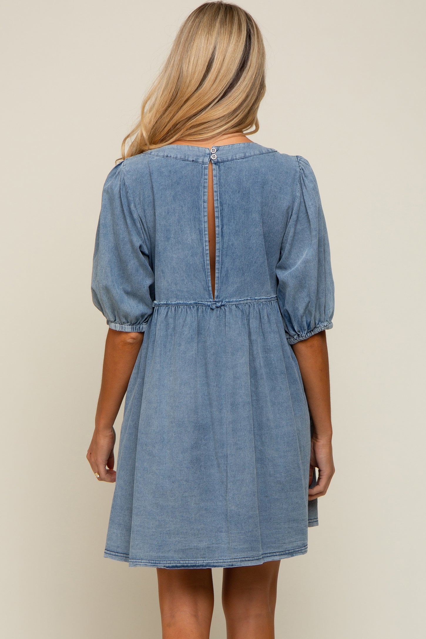 Blue Faded Denim Chambray Maternity Mini Dress PinkBlush Blue Faded Denim Chambray Maternity Mini Dress PinkBlush