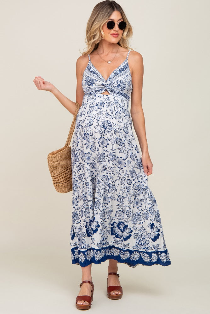 navy blue floral midi dress Bright Days Ahead Navy Blue Floral Midi Dress – Shop the Mint main image 0