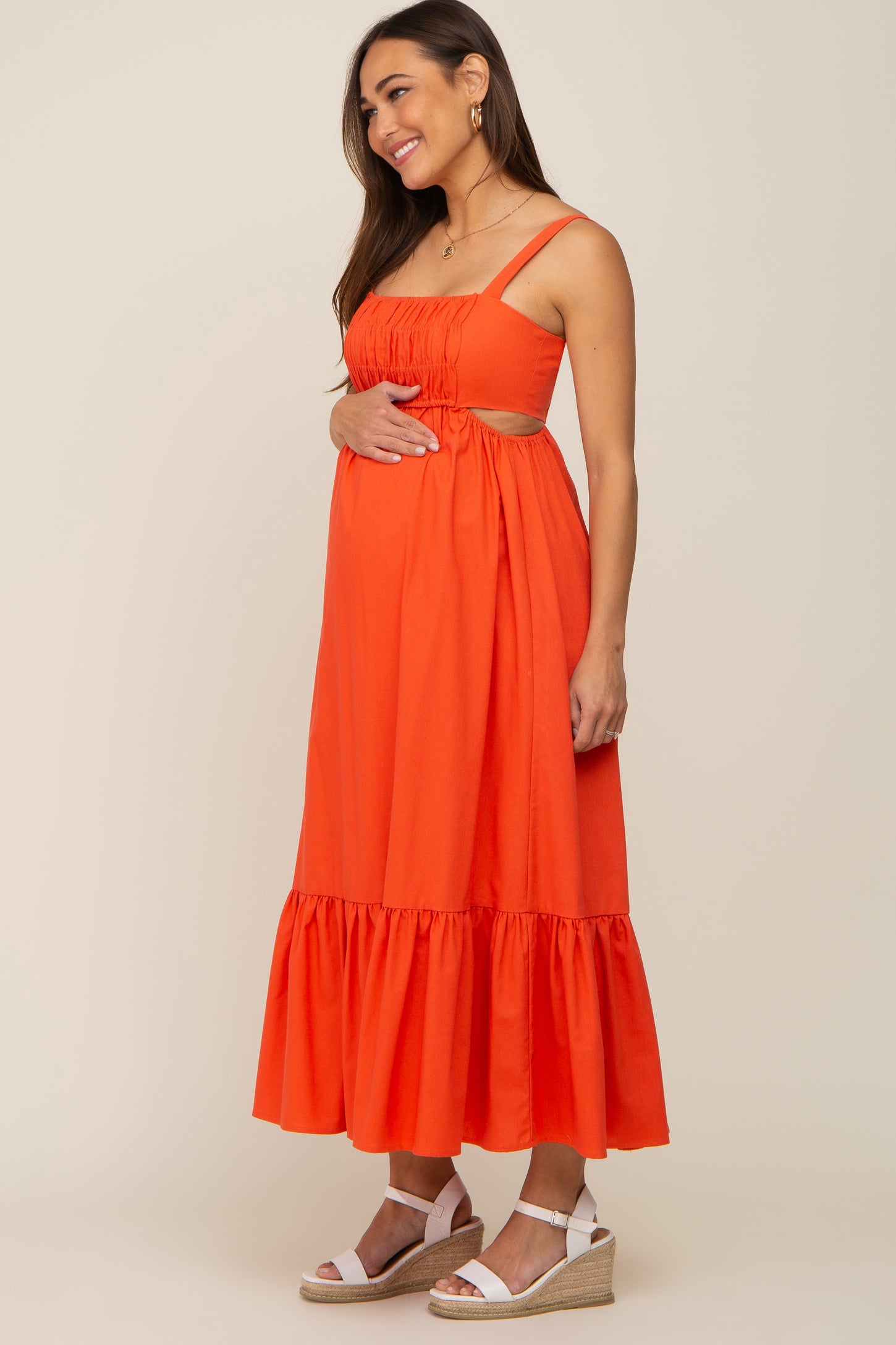 maxi burnt orange maternity dress Orange Sleeveless Cutout Ruffle Hem Maternity Maxi Dress PinkBlush maxi burnt orange maternity dress Orange Sleeveless Cutout Ruffle Hem Maternity Maxi Dress PinkBlush