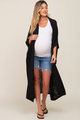 Black Open Front Long Maternity Coverup