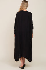 Black Open Front Long Maternity Coverup