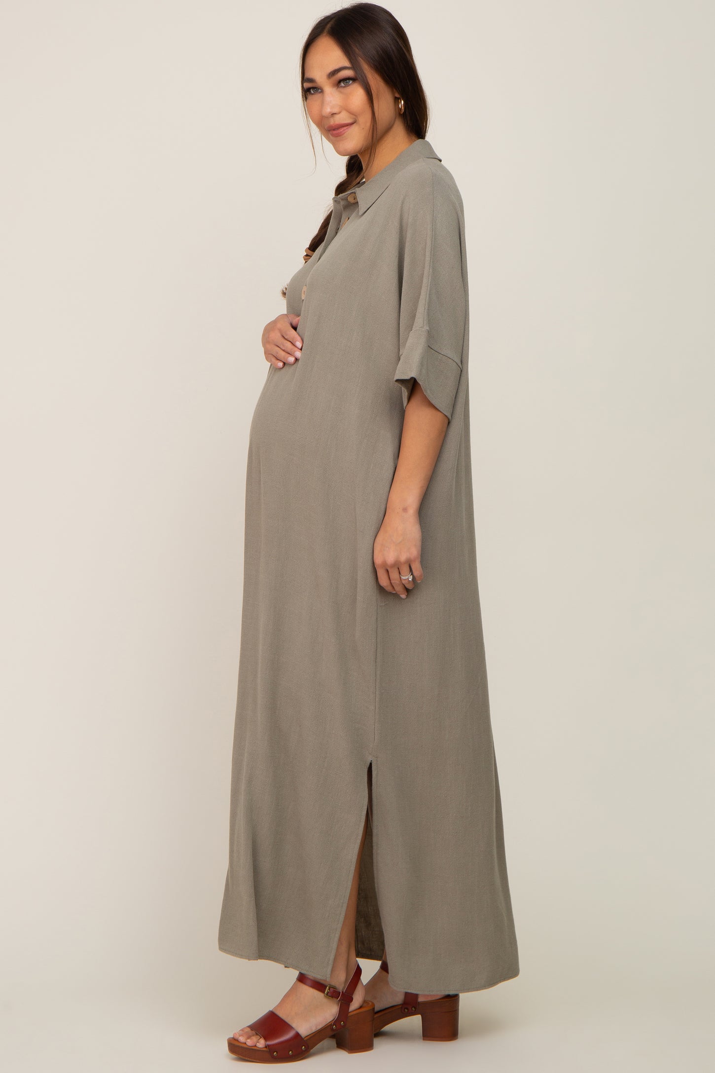 linen maternity maxi dress Maternity Linen Maxi Dress