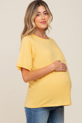 Yellow Oversized Pocket Front Short Sleeve Maternity Top