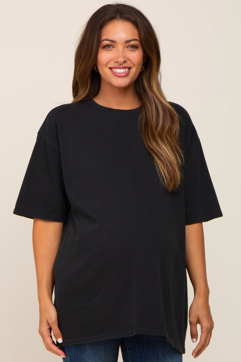Black Basic Oversized Maternity T-Shirt – PinkBlush