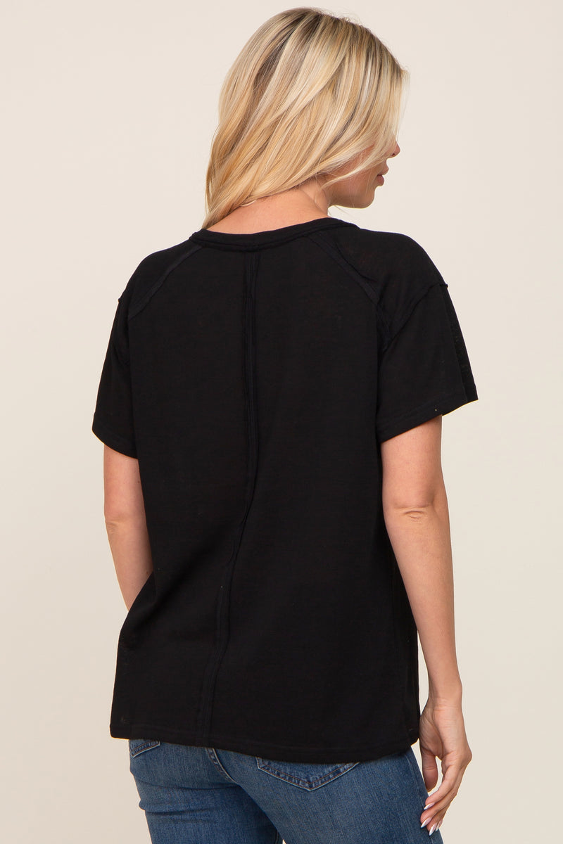 Black Raw Hem Tee – PinkBlush