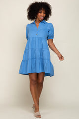 Blue Collared Tiered Dress