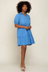 Blue Collared Tiered Dress