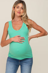 Mint Green Ribbed Basic Maternity Tank