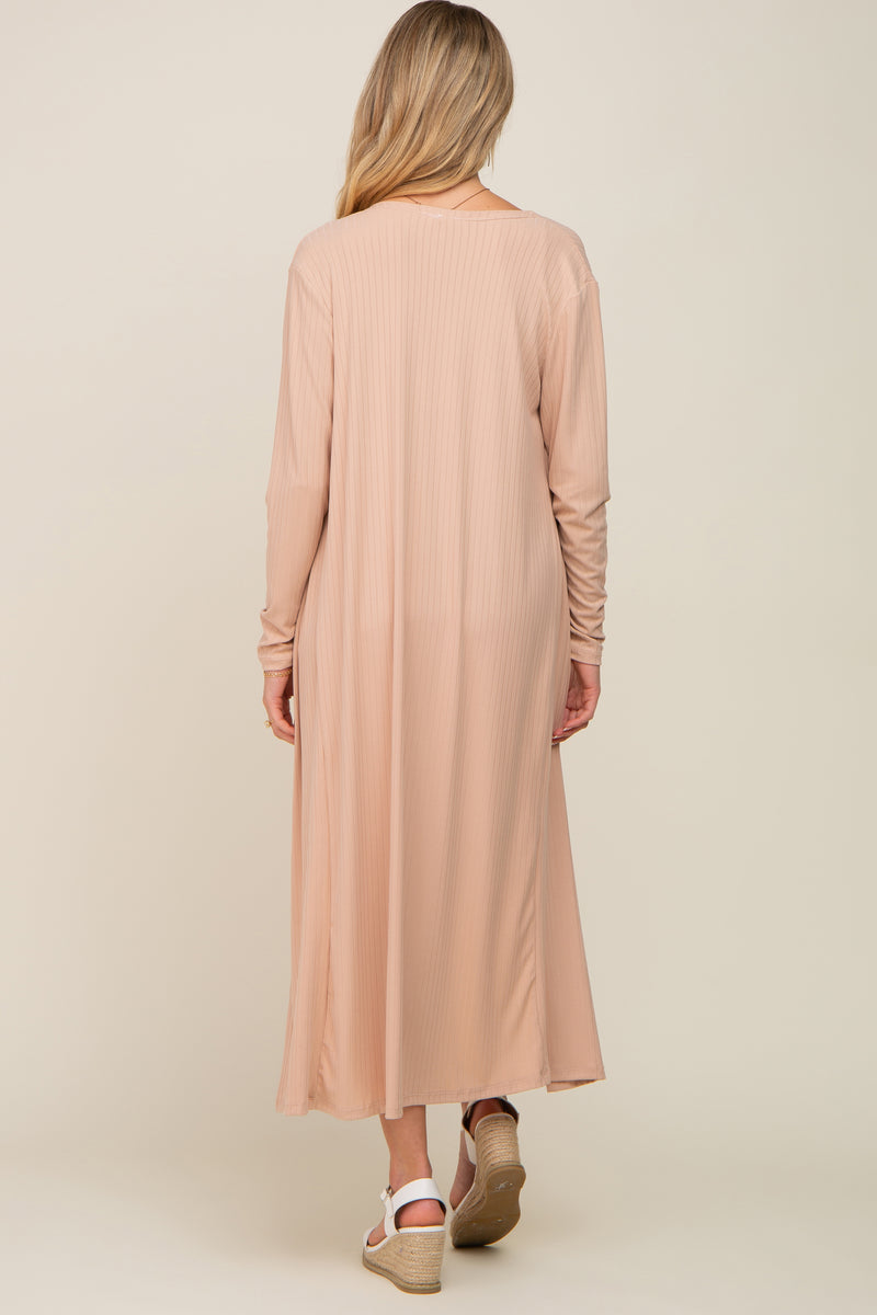 Maternity Ribbed Velour Contrast Cardigan