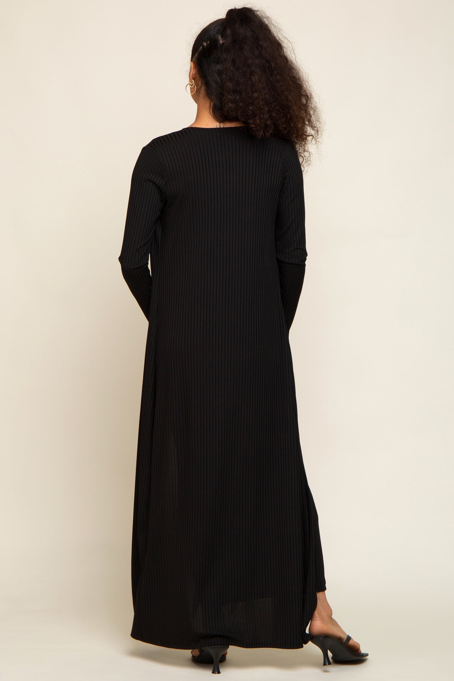 Black Ribbed Sleeveless Dress Cardigan Set Black Ribbed Sleeveless Dress Cardigan Set