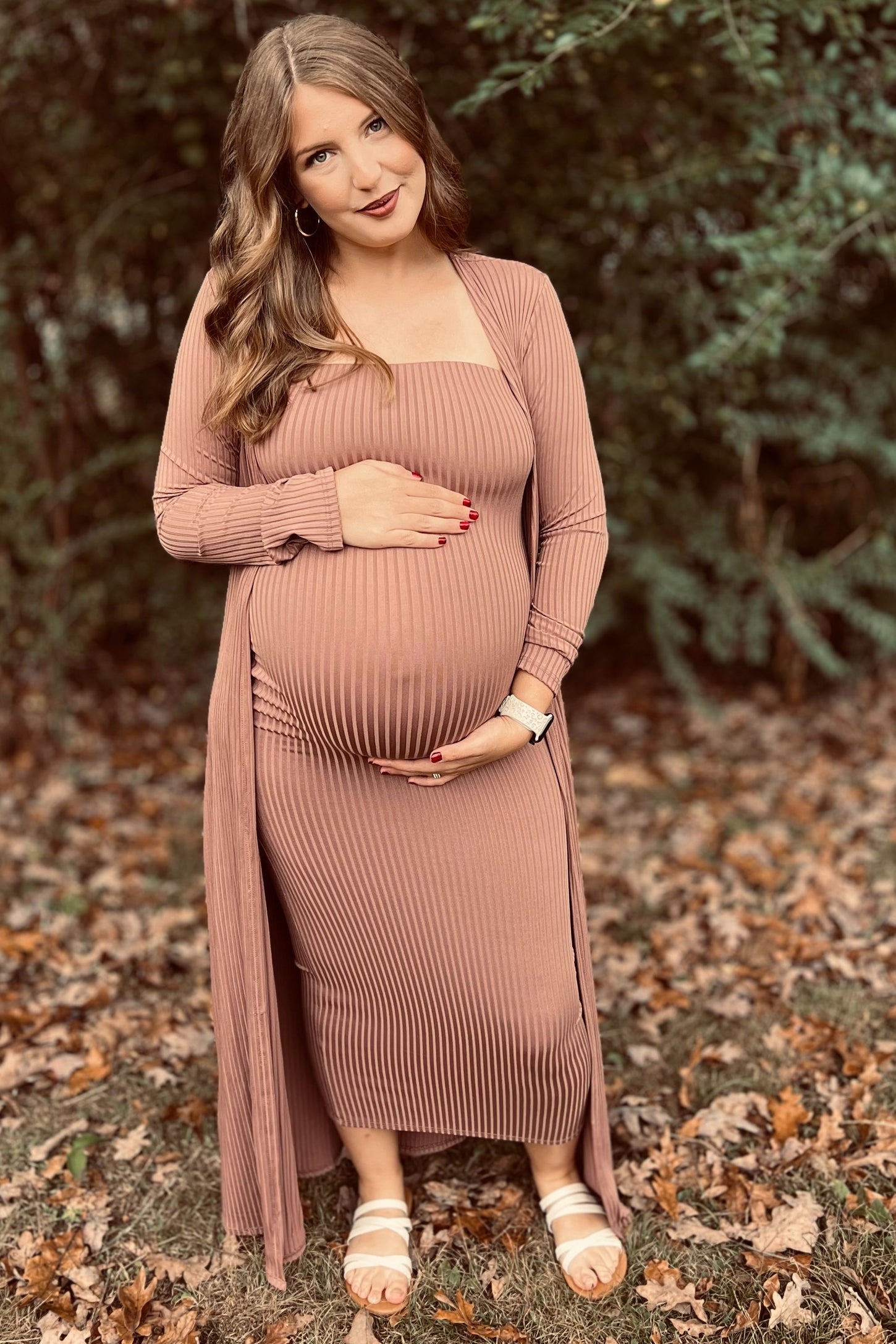 pink maternity dress with cardigan SUNNYBUY Baby Shower Maternity Tube Dress Short Cardigan Bodycon Ribbed Maxi Dress Casual 2 Piece Pregnancy Outfit Set, Dark Pink Petite S at Amazon Women's Clothing store