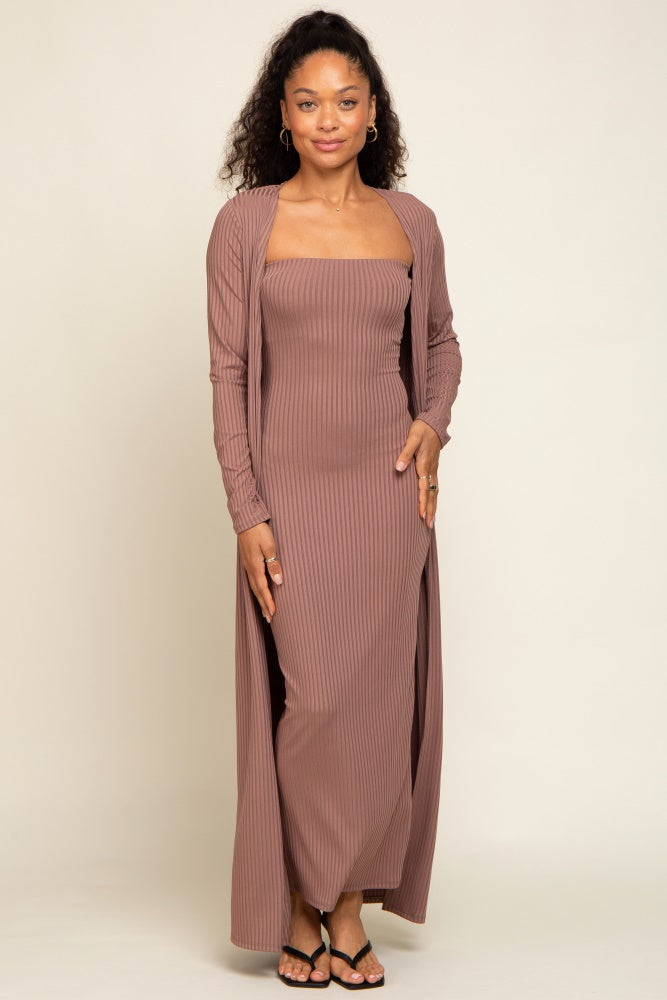 dress cardigan long PinkBlush Mocha Ribbed Sleeveless Maternity Set Large Ladivine CD798 Mermaid Sweetheart Designed to fit your recently_added_2026-08-04 Period Style:Mid-Century Modern