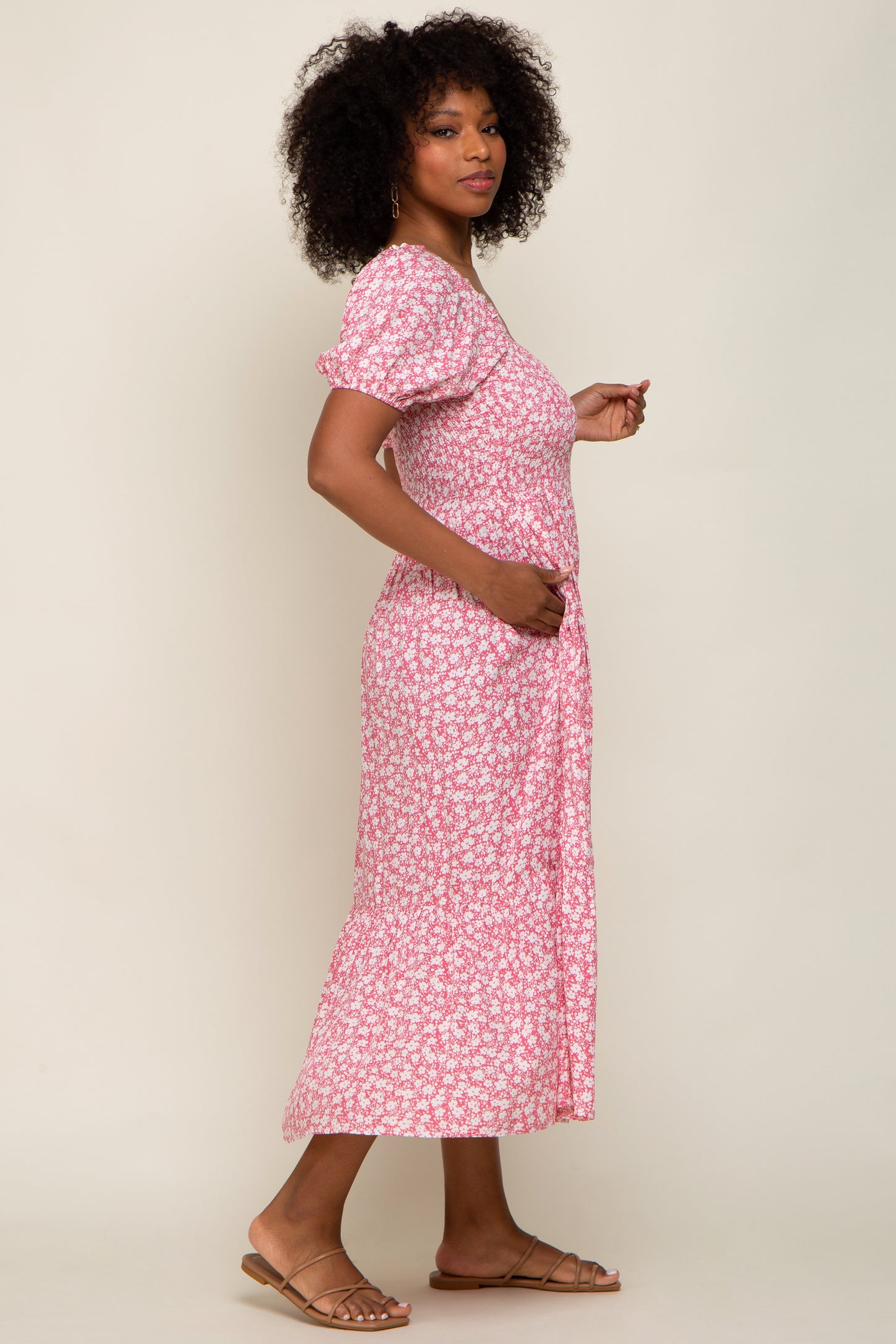 womens pink midi dress The Evette Baby Pink Midi Dress - All Dresses