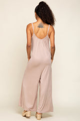 Taupe Basic Cropped Wide Leg Jumpsuit