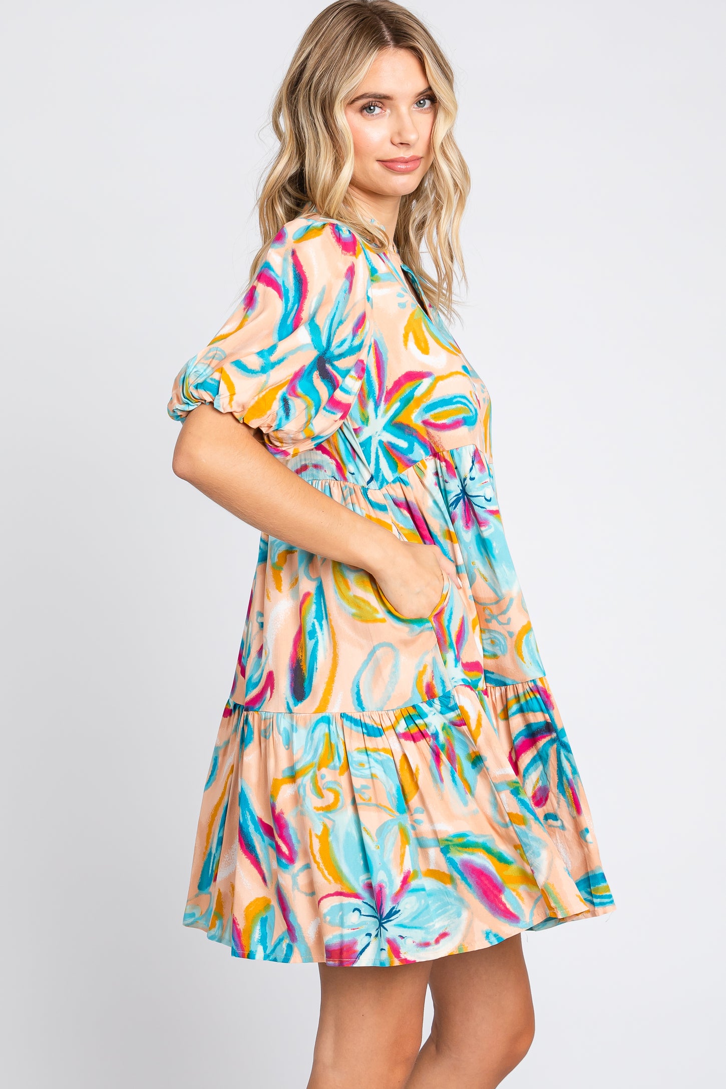 Multicolor Abstract Floral Dress