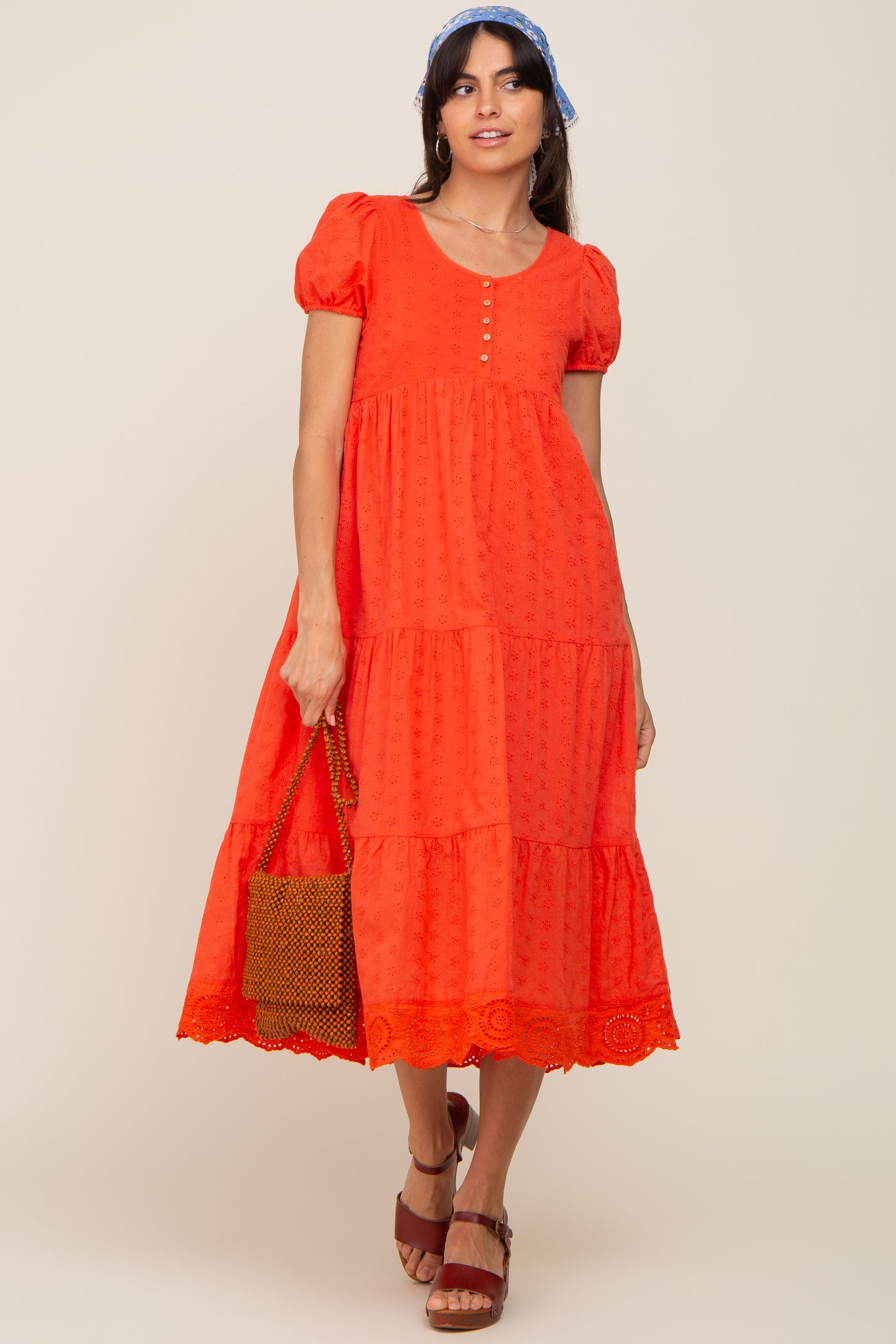 scalloped eyelet midi dress Baltic Born Womens Margot Eyelet Midi Dress | Sage