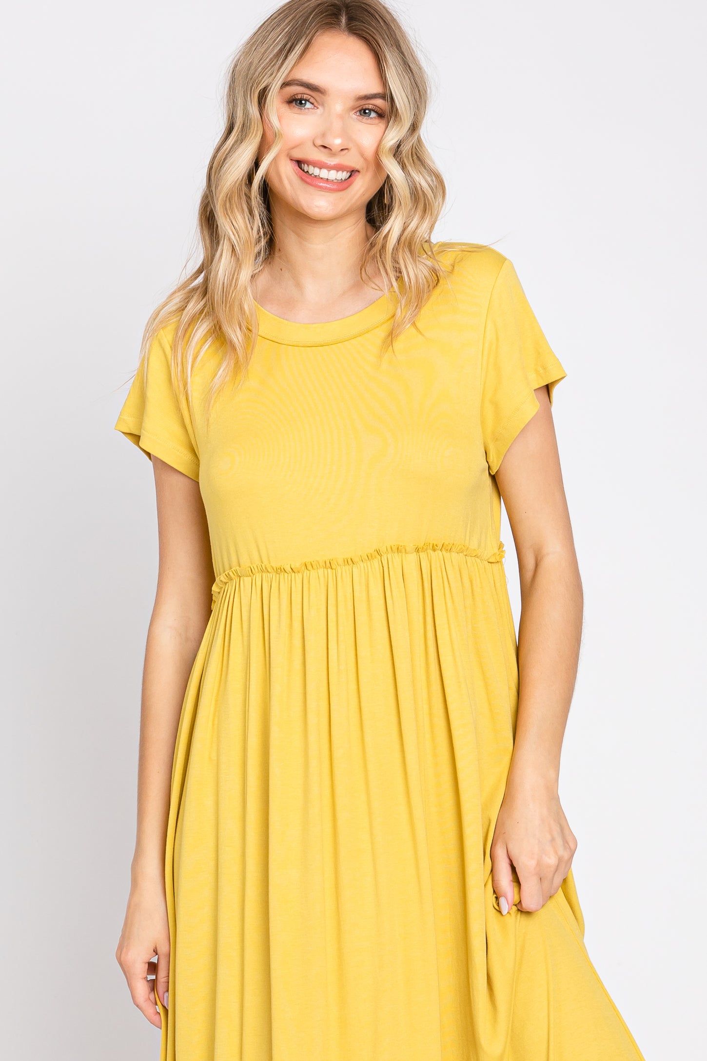 yellow maxi dress short sleeve Chiclily Women's Maxi Dresses Short Sleeve Long Casual Dresses Loose Plain with Pockets, Green Leaves M