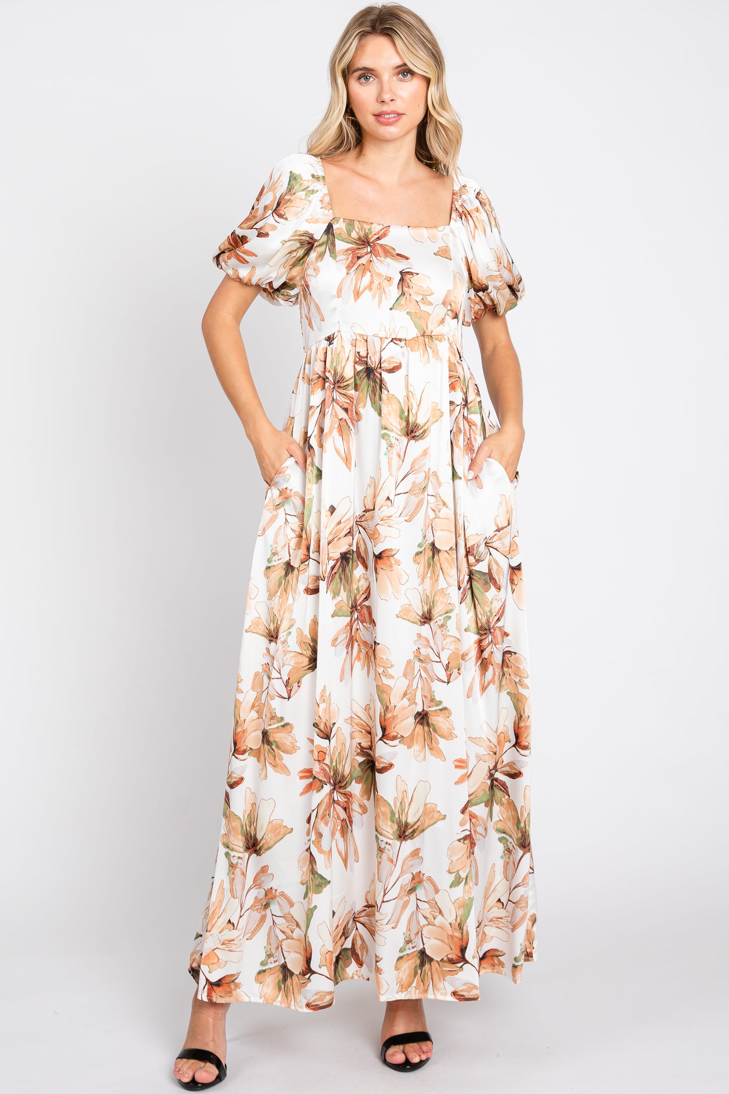 cream satin maternity dress Maternity Gwen Satin Dress