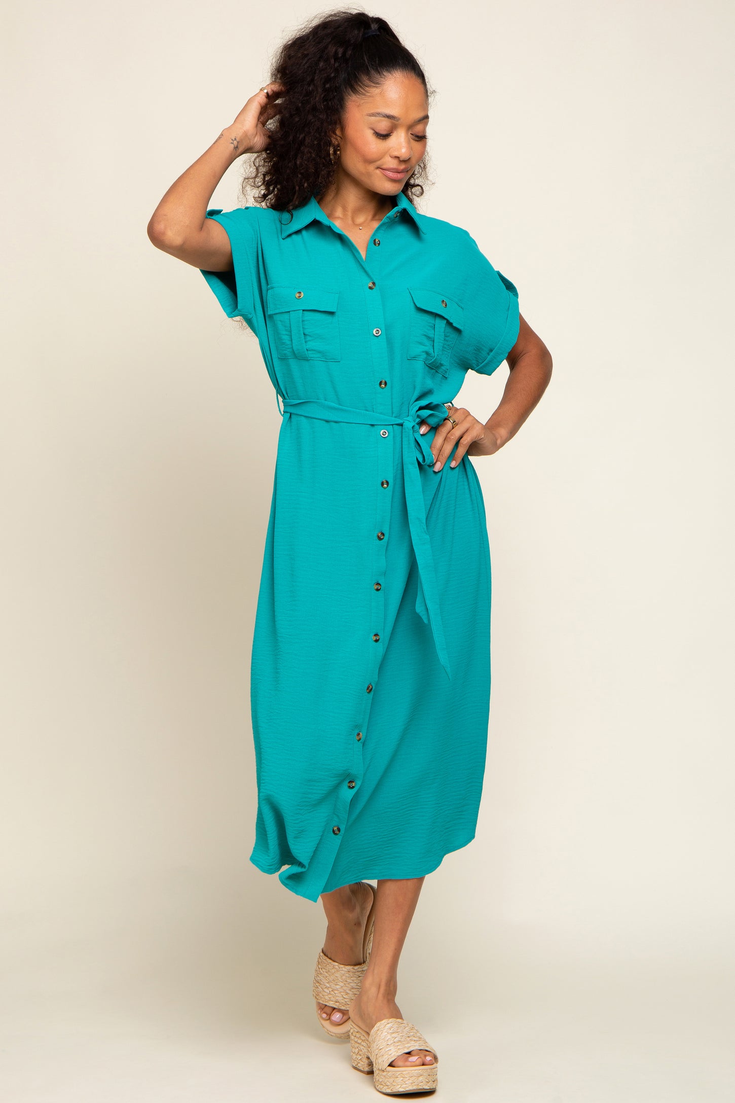 slim fit dress slacks Emerald Green Button Up Front Pocket Maternity Midi Dress PinkBlush slim fit dress slacks Emerald Green Button Up Front Pocket Maternity Midi Dress PinkBlush