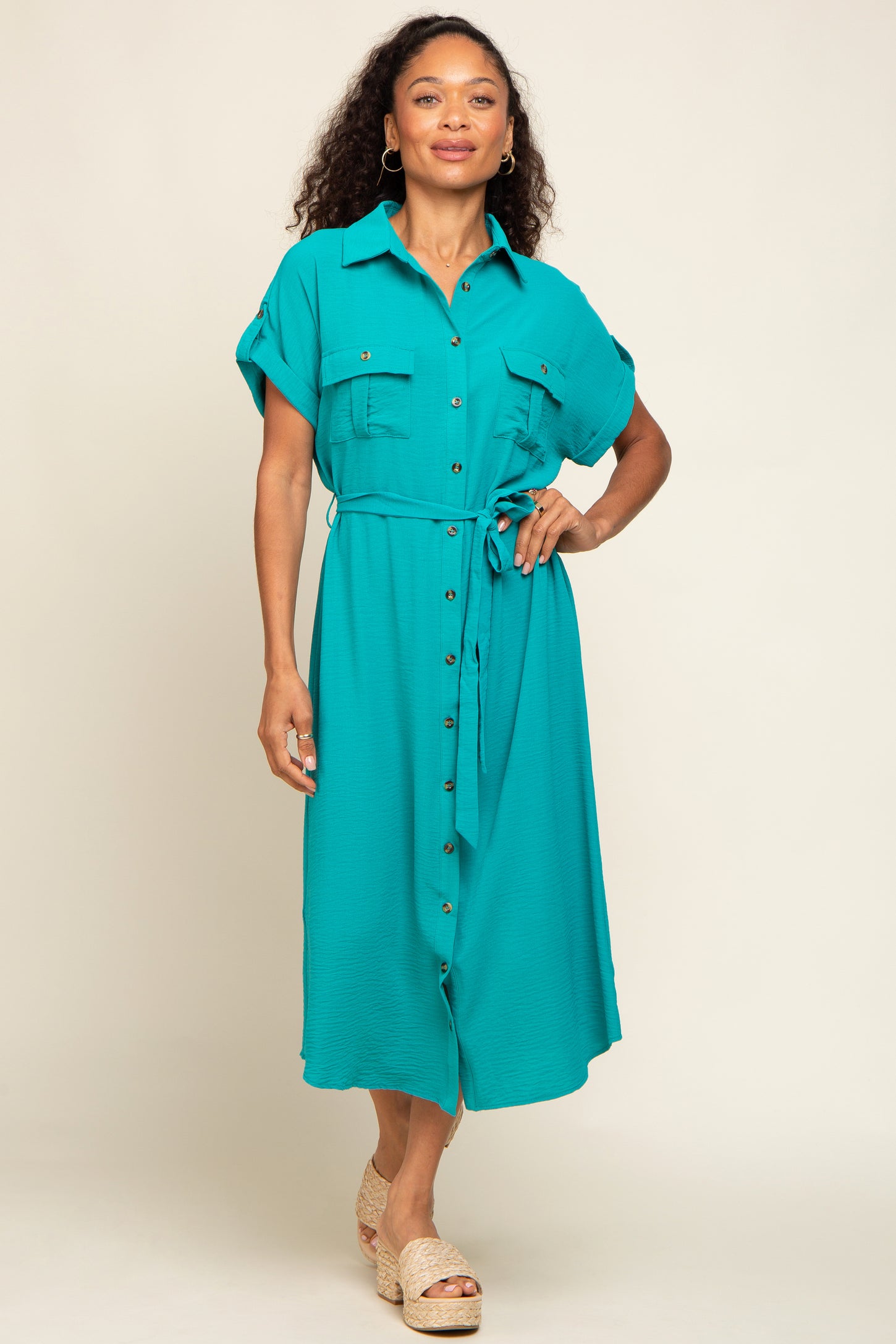green button front midi dress Buy Friends Like These Green Button Through Belted Midi Dress from Next USA