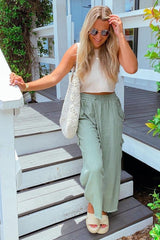 Light Olive Raw Hem Cargo Pants