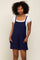 Navy Blue Front Pocket Overall Knit Romper