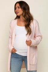 Light Pink Front Pocket Maternity Cardigan
