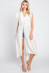 Cream Floral Ruffle Cover-Up