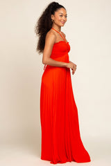 Orange Smocked Halter Maxi Dress