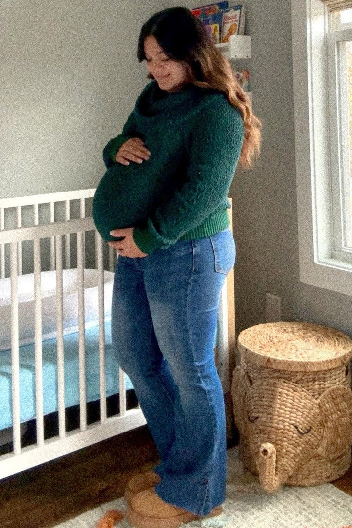 Navy Flare Side Slit Maternity Jeans
