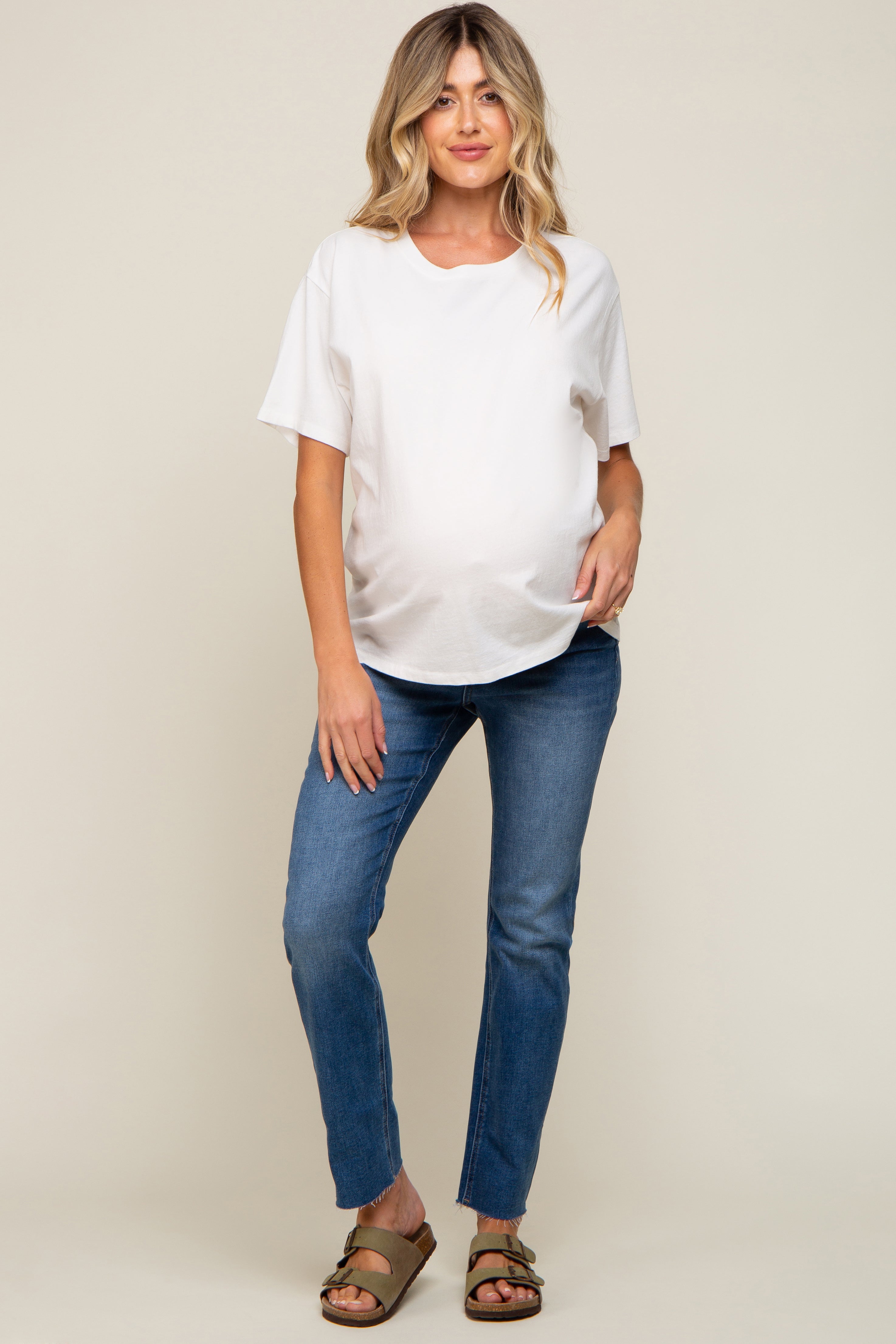 Blue Straight Leg Maternity Jeans - Main image