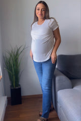 Blue Straight Leg Maternity Jeans