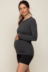 Charcoal Long Sleeve Maternity Top