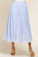 Light Blue Tulle Midi Skirt