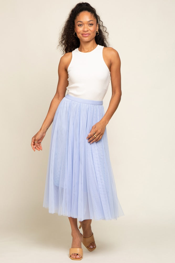 Light Blue Tulle Midi Skirt – PinkBlush
