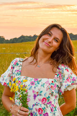 Ivory Floral Wide Leg Puff Sleeve Jumpsuit