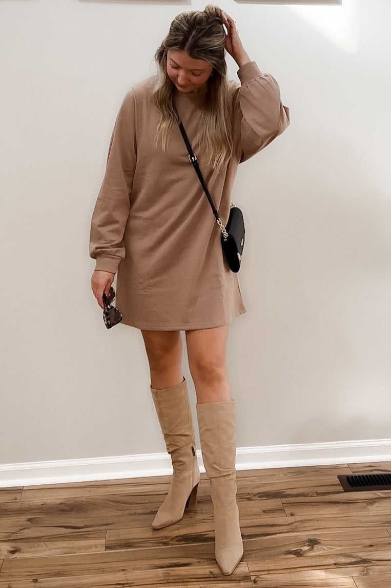 Mocha Ultra Soft Sweatshirt Dress