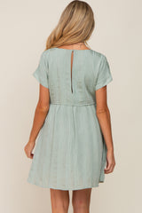 Mint Striped Pocketed Maternity Dress